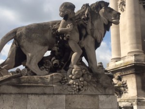 Lion and cherub