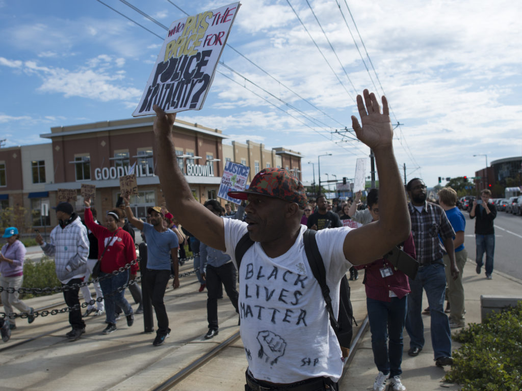 Black Lives Matter protest against police brutality in St. Paul Minnesota