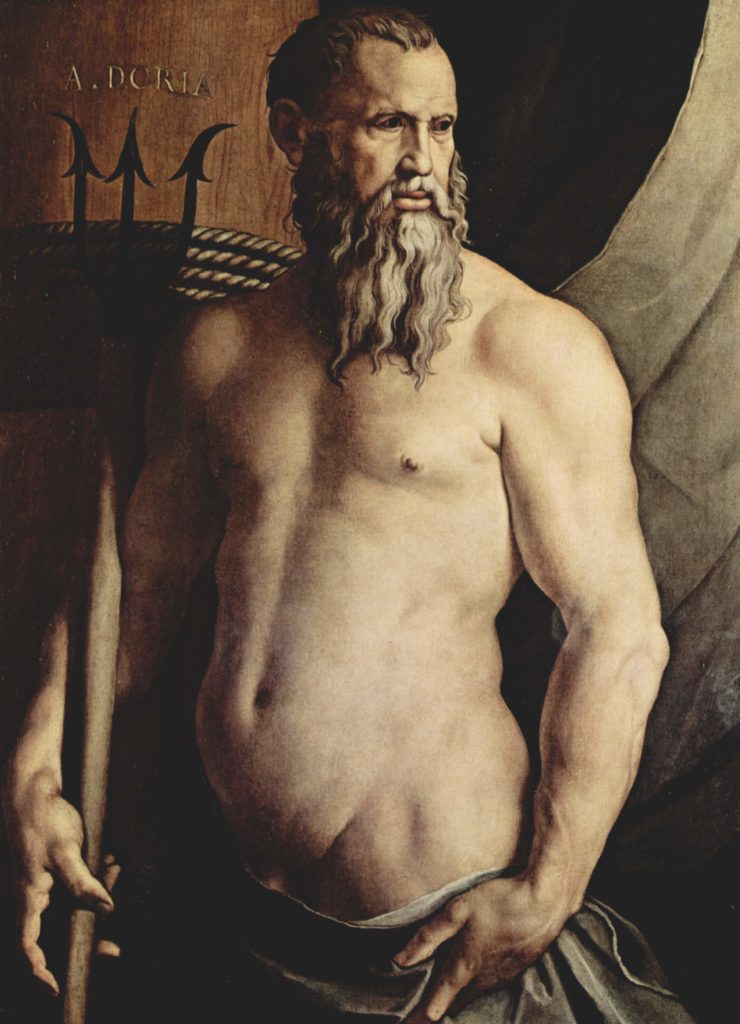 Portrait of Andrea Doria as Neptune by Angelo Bronzino. Retrieved from Wikipedia Commons.